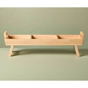 Hearth & Hand Magnolia Foldable Wood Serving Tray 19” Brown Portable Table Stand